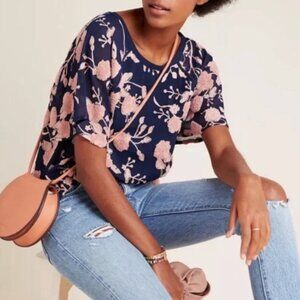 Anthropologie Maeve Franka Textured Floral Blouse